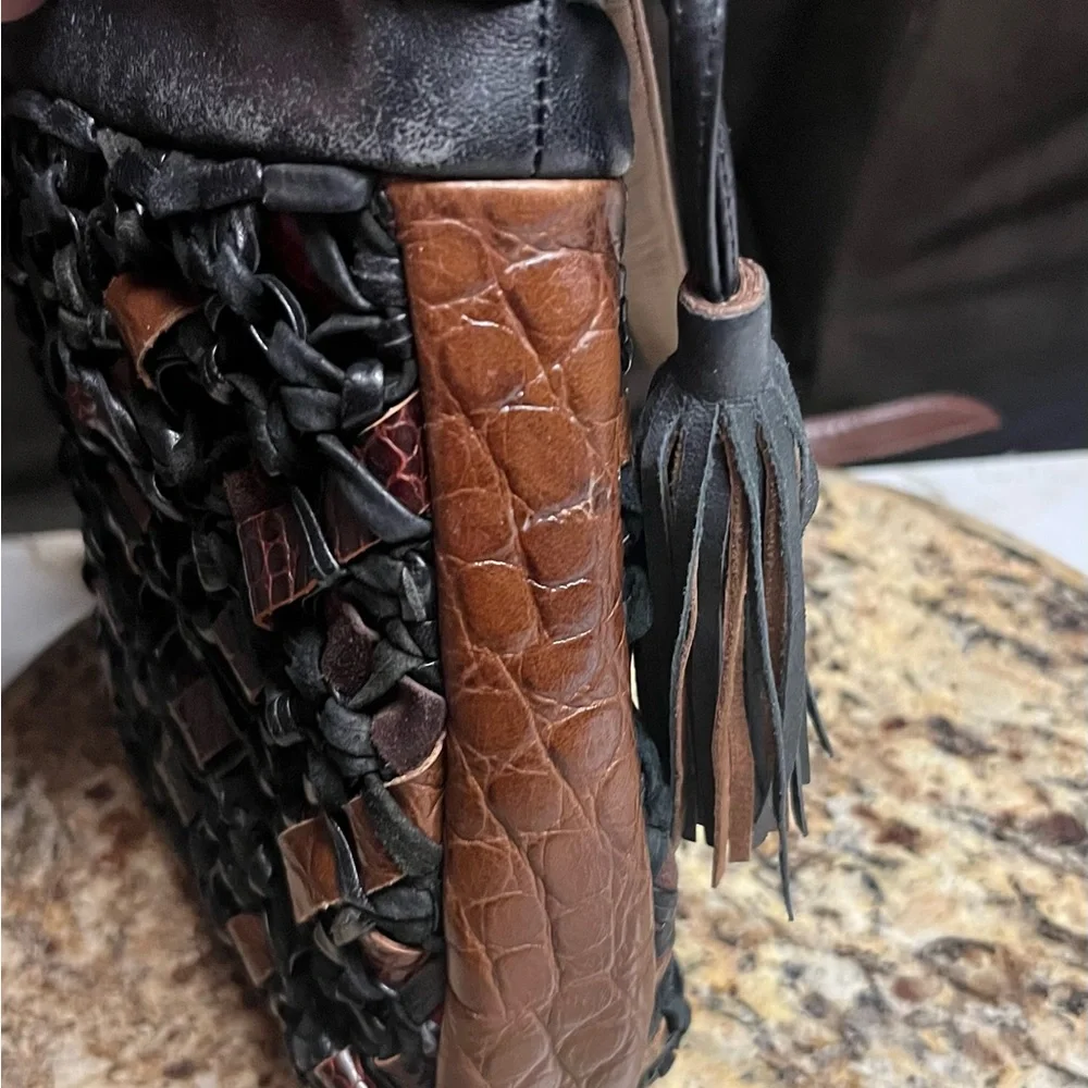 Sharif • Vintage • Small • Brown/ Black • Leather • Crossbody Handbag - Picture 7 of 13